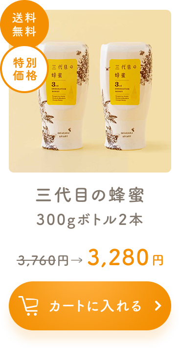 三代目の蜂蜜 300gボトル2本