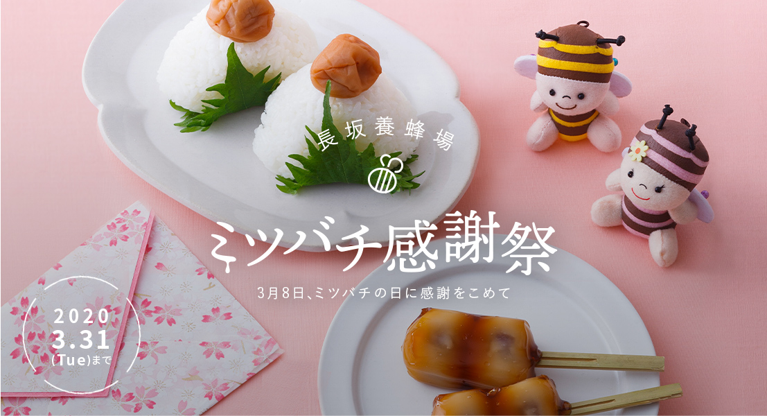 長坂養蜂場 ミツバチ感謝祭 3月8日、ミツバチの日に感謝をこめて 2020.3.31(tue)まで